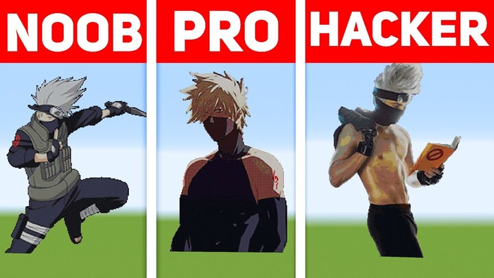 Pixel Art (NOOB vs PRO vs HACKER) Kakashi Hatake in Minecraft
