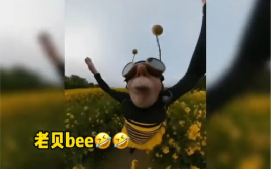 عندما أكبر، سأكون هكذا أيضًا! هاهاهاها، جد النحل اللطيف الجميل!!