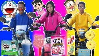 PILIH KARAKTER DORAEMON SESUAI MAKANAN 1 WARNA! SESUAI WARNA SEPEDA LISTRIK KALIAN!? | Mikael TubeHD