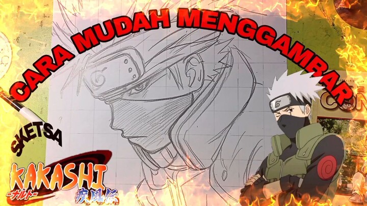 cara mudah menggambar Kakashi dari anime Naruto