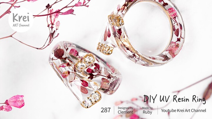 【UV レジン】ドライフラワーを使って、DIY指輪を作りました〜♪ UV Resin - DIY Rings with Dried Flower.