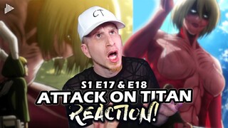 WHO IS SHE?! | ATTACK ON TITAN S1 EP17 & EP18 REACTION!  (Female Titan & Forest of Giant Trees)