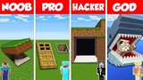 Minecraft Battle: NOOB vs PRO vs HACKER vs GOD: SECRET UNDEGROUND HOUSE BUILD CHALLENGE / Animation