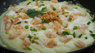 ไข่เจียวกุ้งฟูนุ่มน่ากิน Fluffy Exotic king prawns omelet