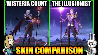 CECILION THE ILLUSIONIST SKIN EFFECTS VS. WISTERIA COUNT  - MLBB SKIN COMPARISON SERIES