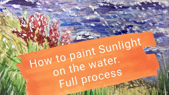 How to paint sunlight on water. Lake painting full process
