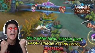 NEKAT SOLO RANK DI SEASON BARU GAME PERTAMA!! EMOSI KETEMU BOTOL BOTOL WKWK - Mobile Legends