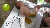 HUGE Newborn Diaper Explosion! (Poop Warning)