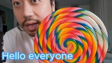 CHINESE ASMR - LARGEST RAINBOW LOLLIPOP  MOUTH SOUNDS & LICKING  [ENG Subtitles]