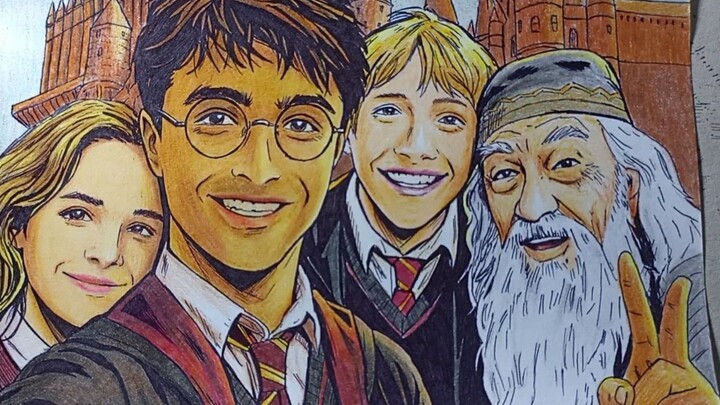 Nostalgia Hogwarts: Menggambar Selfie Bareng Golden Trio & Dumbledore