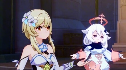 Paimon và Huỳnh Thần đồng bộ, đáng yêu quá đi mất!