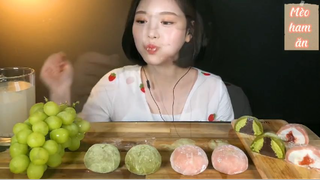 Bánh gạo mochi trà xanh và dâu Nhật Bản 3 #amthuc