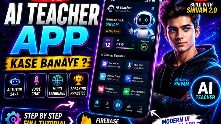 AI Teacher App Kaise Banaye 🤖🔥 | AI Chat + Voice Chat + Firebase | Full Tutorial | Build With SHIV
