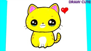 con mèo con đáng yêu Hướng Dẫn Cách vẽ Và tô màu đơn giản | How To Draw a Cute Cat Easy