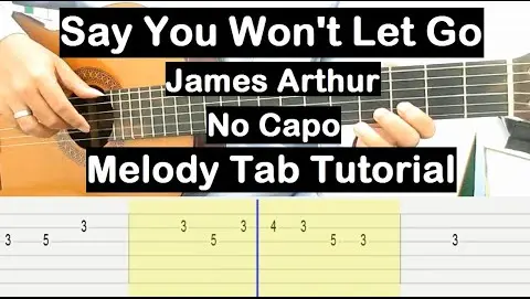 Say You Won't Let Go Guitar Lesson Melody Tab Tutorial No Capo Guitar Lessons for Beginners