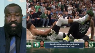 Kendrick Perkins 'Break The Code' Giannis rudely rejects Marcus Smart's gentlemanly offer of help