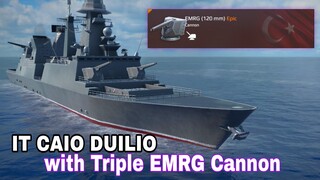 Modern Warships: IT CAIO DUILIO equipped with Triple EMRG cannon. online gameplay.