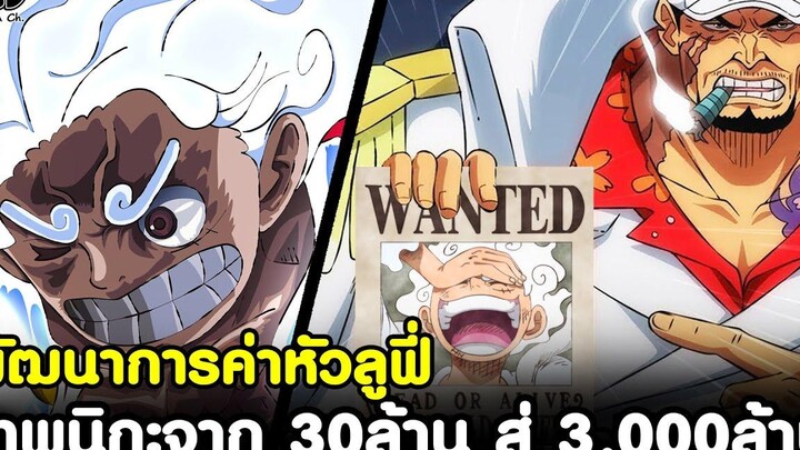 วันพีช - พัฒนาการค่าหัวลูฟี่ เทพนิกะจาก 30ล้าน สู่ 3000ล้าน KOMNA CHANNEL