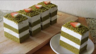 matcha cream cake  l ครัวป้ามารายห์