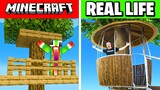 Surviving Overnight in Real Minecraft Treehouse
