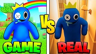 RAINBOW FRIENDS NA VIDA REAL VS RAINBOW FRIENDS no MINECRAFT