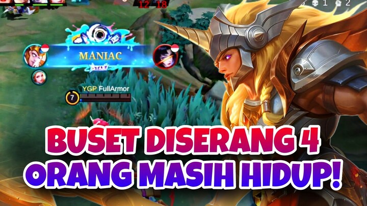 HYLOS MODE TANK ABADI! DISERANG 4 ORANG MASIH HIDUP! - Mobile Legends Moments