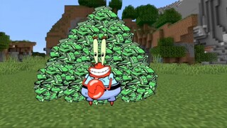 How does Mr. Krabs, who loves money, complete Minecraft? Do you think he can succeed?