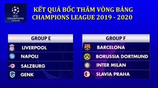 Kết Quả Bốc Thăm Vòng Bảng Champions League (Cúp C1) 2019 - 2020