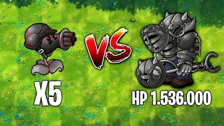 Plants vs Zombies - 5 Gatling Doom Vs Armed Giant Zombie HP 1536000 - Who Will Strong?