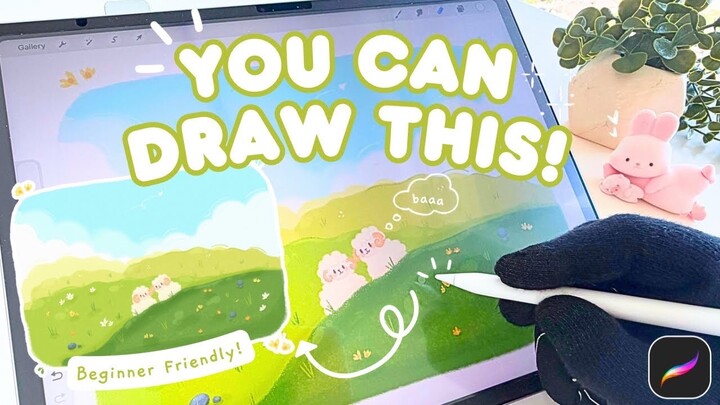 Draw a Cute Cozy Landscape in Procreate οΈβ¨ Easy Beginner Tutorial