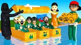 Scary Teacher 3D vs Squid Game Face Mask Jump Over Wood Float Challenge Miss T vs 5 Neighbor Loser