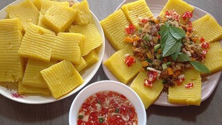 bánh đúc bí đỏ.món chay.