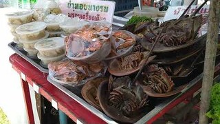 must to try Spicy Horseshoe Crab Egg Salad Thailand Street Food Thai spicy Salad ยำไข่แมงดา ยำขาไก่