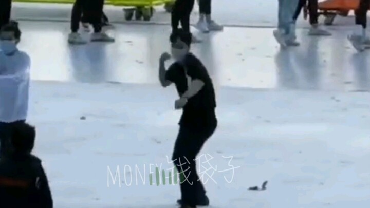 He is really good at dancing! It doesn't matter where he dances. It's really good.