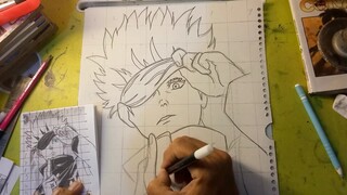 menggambar anime jujutsu kaisen.