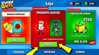 CHEGOU AGORA NOVA SKIN GRÁTIS DO STUMBLE GUYS [EVENTO COM GEMAS GRÁTIS?] - ROLETA DE EMOTE ESPECIAL!