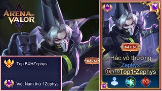 TOP.1 Zephys Sử Dụng Trang Phục Mới Hắc Vô Thường Tàn Sát Rank Chiến Tướng 64 Sao | Liên Quân Mobile