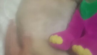 cute doggie..cant sleep without his favorite barney