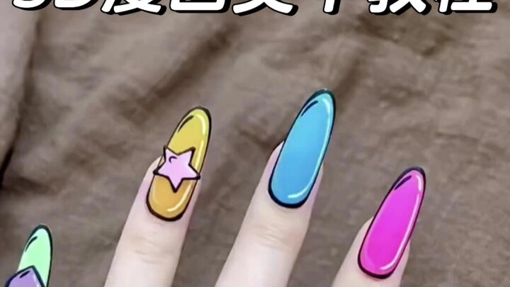 Super-trendy sweet-and-cool 3D manga‑style nail art tutorial—don’t forget to save it!