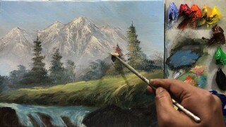 Acrylic Landscape Painting In Time lapse | Painting a Beautiful Mountain Landscape with Acrylic