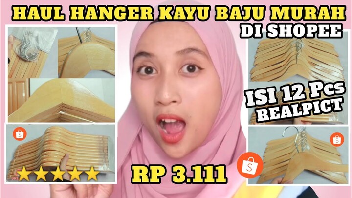 HAUL HANGER KAYU BAJU /GANTUNGAN BAJU MURAH DI SHOPEE ( Rp 3.111 )