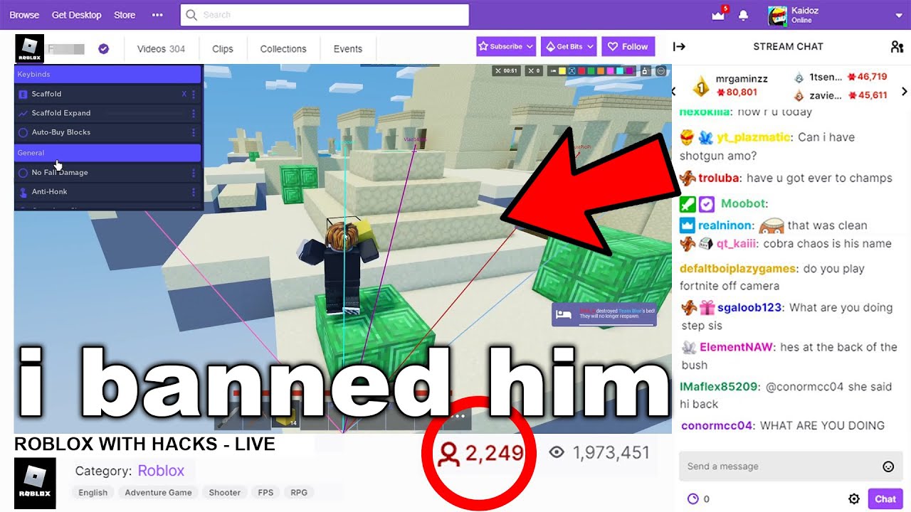 I found a streamer HACKING on Roblox Bedwars LIVE.. 