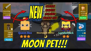 GETTING MOON PET IN NEW ISLAND AND BUYING BEST SABER AND +10 BOSS HIT IN SABER SIMULATOR NEW UPDATE