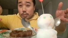 ASMR EATING LEAF SHAPED COLA ICE CREAM WITH MR. SNOWMAN