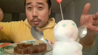 ASMR EATING LEAF SHAPED COLA ICE CREAM  WITH MR. SNOWMAN