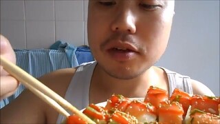 Asmr Eating Sounds / Mukbang - Avocado Sushi Roll And Salmon Sushi Roll #16