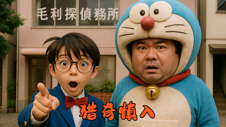 Doraemon x Detective Conan Crossover — AI Horror & Creepy Mystery