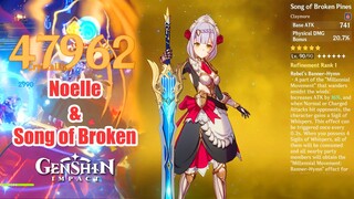 Noelle & Song of Broken Pines Damage Showcase - Floor 12 Gameplay Genshin Impact