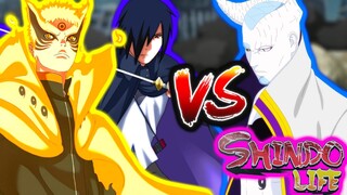 [CODE] NARUTO AND SASUKE VS ISSHIKI OTSUTSUKI | BATTLE BETWEEN GODS (Shindo Life Rellgames Roblox)