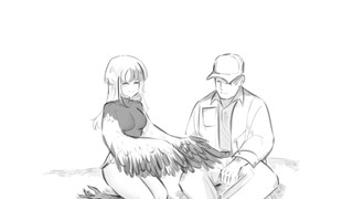 Crane girl courting the breeder [White-naped Crane Walnut 2]